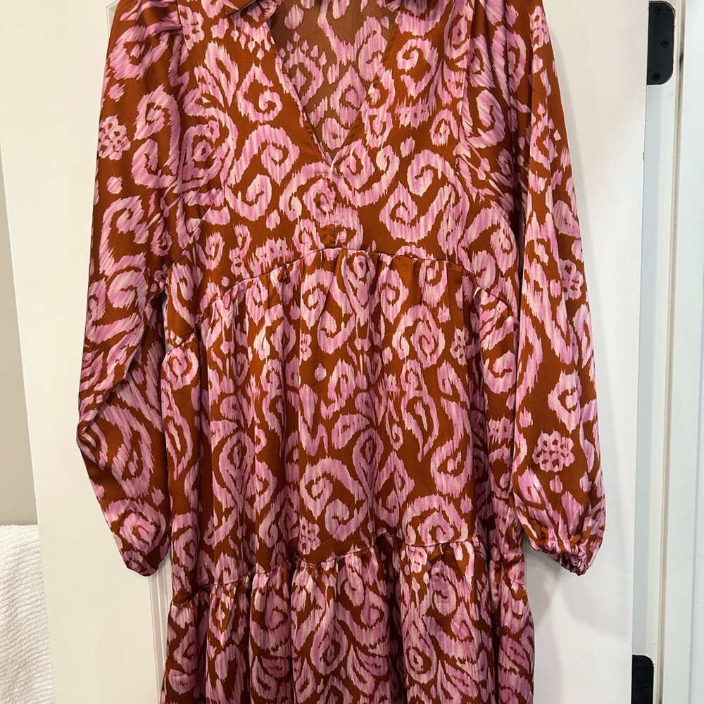 Stylish Pink and Rust Silky dress